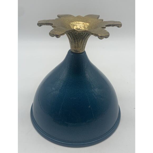 Vtg Wailing Wall ISRAEL BLUE ENAMEL Metal DISH COVERED COMPOTE JUDAICA - Picture 5 of 6